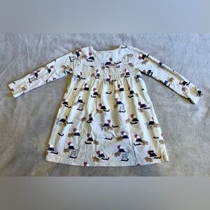 Girls 2T Tea Collection Printed Smock long sleeve dress in Mt Fuji Scenic